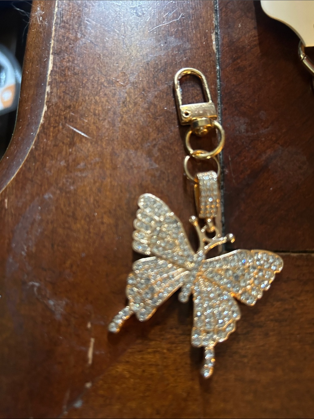 Fashion Jewelry Gold Butterfly Crystal Keychain Charm